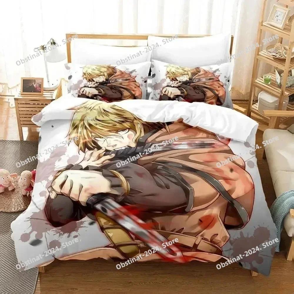 3D Anime Vinland Saga Bettwäsche-Set Gedruckte einzelne Decke Bettbezug Kissenbezug 3-teilige Sets Kinder Erwachsenengröße