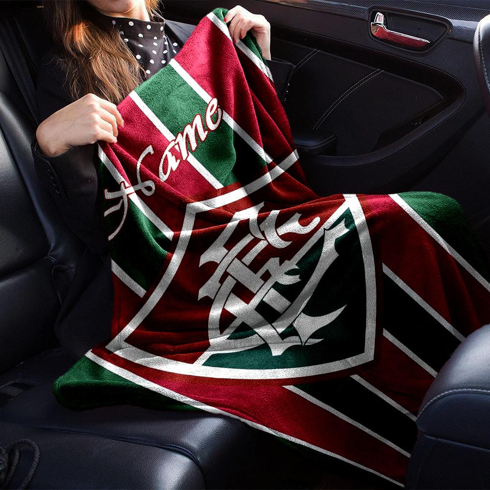 Custom Name Fluminense FC Theme Printed Blanket - Perfect for Couch, Bed, Travel & Outdoor Use | Machine Washable, Cozy & Durable.
