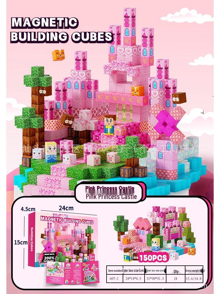 Magnetic Pink Castle STEM Cube Building Set