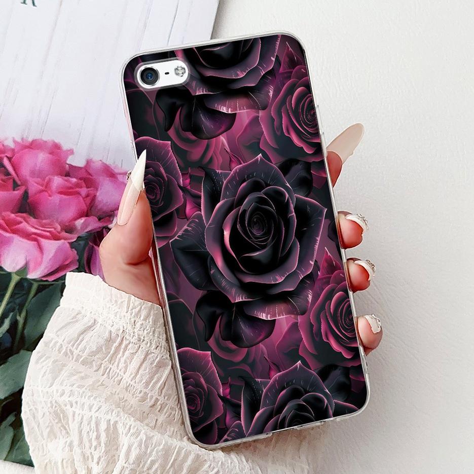 Für Apple iPhone 5 5S Hülle iPhoneSE Luxuriöse Bemalte Blumenhülle Weiche Silikon-Handyhülle Für iPhone SE 2020 2022 iPhone5 Fundas