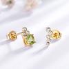 Umcho Real Natural Peridot 925 Sterling Silver Stud Earrings For Women Ladys Party Jewelry Asymmetrical Earrings Christmas Gift