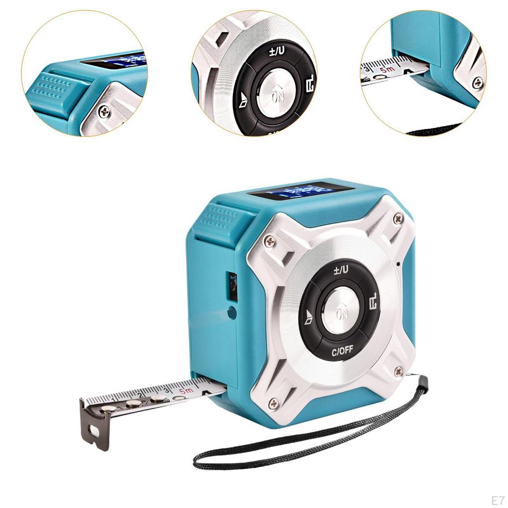 2 in 1 Light Tape Measure 131ft Diatance Meter & 16ft Manual Measuring Black and