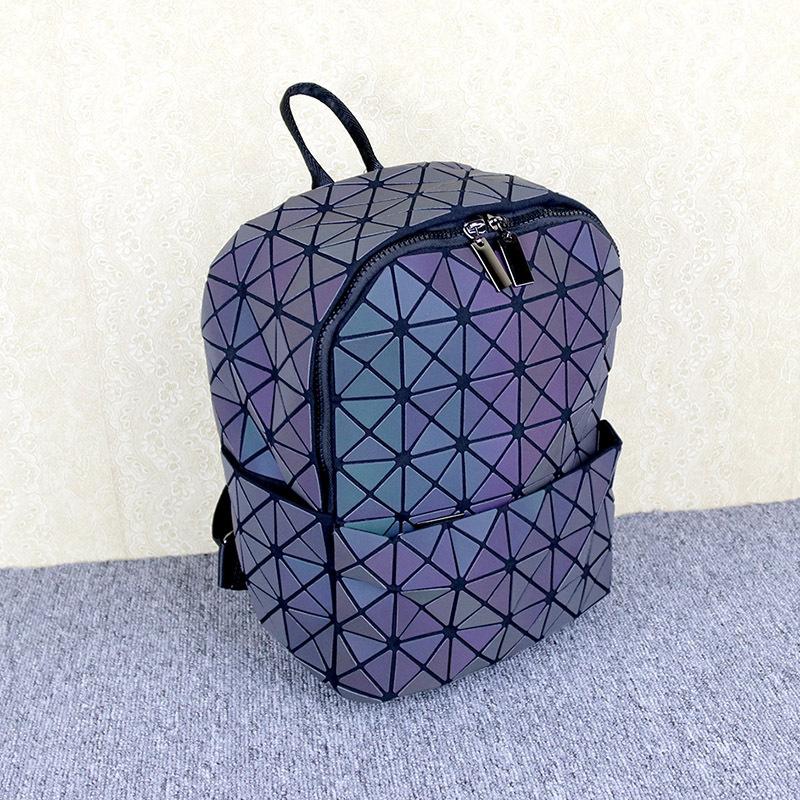 Rhombus Backpack Women's Geometric Rhombus Luminous Color-changing Material Student Schoolbag Korean Version of Male and Female Couples Backpack