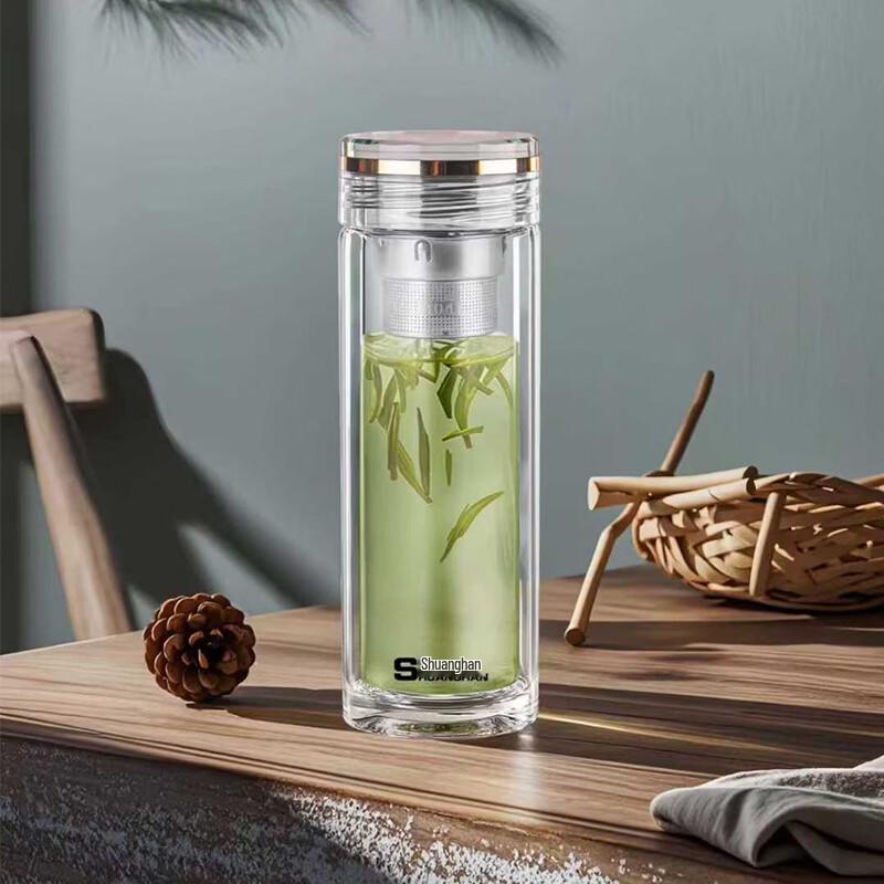 Shuanghan Double-Layer Tea Infuser Glass Mug