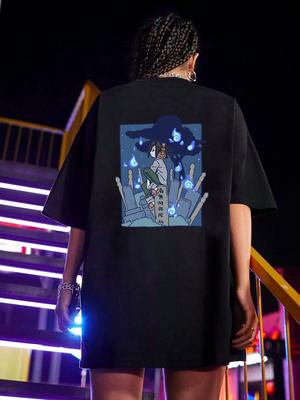 Japanese Cool Boy Cartoon T-shirt for Unisex Gothic Summer Cotton High Street Unisex Tops Short Sleeve Tees Women O-neck T Shirts