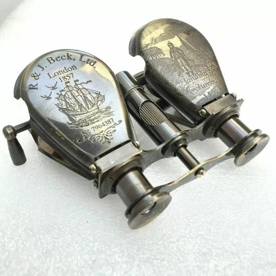 Antikes Messing Vintage Fernglas Nautisches Spyglass Sammlerstück Geschenk 4 Seite Graviert