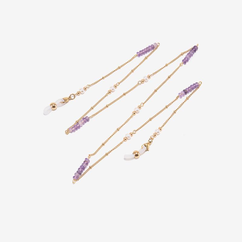 

Green Purple Beaded Eyeglass Chain Set – Gold Tone Boho Sunglasses Strap, Natural Stone Eyewear Accessory for Women
