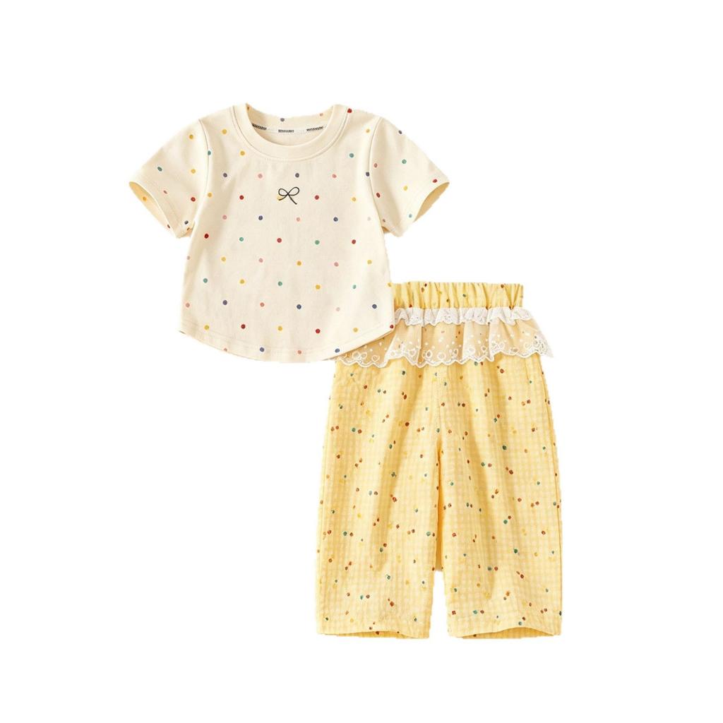 Toddler Girl Korean Short Sleeve Two Piece Set Summer Dopamine Outfit