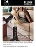 Lazy Style Over-the-Knee Women's Socks: Autumn/Winter White & Grey Scrunch, Thigh-High, Calf Boot Socks, Cotton, Japanese JK Style.