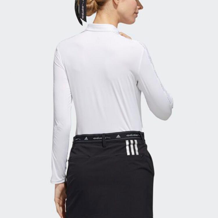 Adidas Golf Sports Casual Comfortable Long Sleeve Polo Shirt Women Tops White FJ2448
