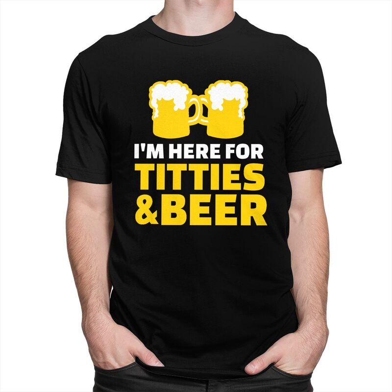 Custom Mens Funny Quotes Titties And Beer T Shirts Short Sleeve Cotton Tshirts Streetwear Tshirt Casual Tee Loose Fit Clothes
