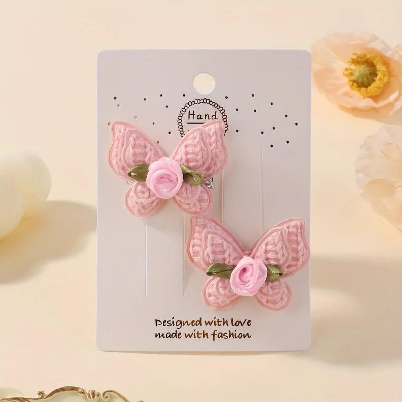 2 Stück/Set Süße Blume Haarspangen Frische Frühling Sommer Handgefertigt für Frauen Mädchen Schmetterling Haarnadeln Kopfschmuck Haarschmuck
