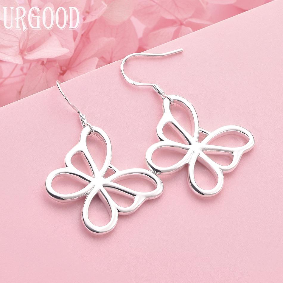 925 Sterling Silver Butterfly Pierced Earrings Wedding Jewelry