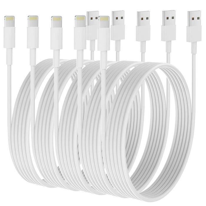 Lot-5 Cable Chargeur 2Mètre Cable USB pour iPhone 11-11Pro-11 Pro Max-12-12 Pro Max
