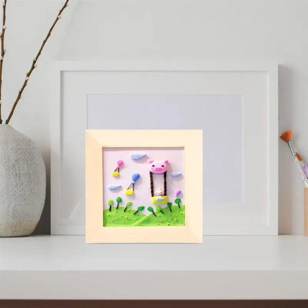 Art Puzzle Holder DIY Blank Clay Frames Painting Drawing Desktop Ornament Wooden Photo Holders DIY Craft DIY Handcraft