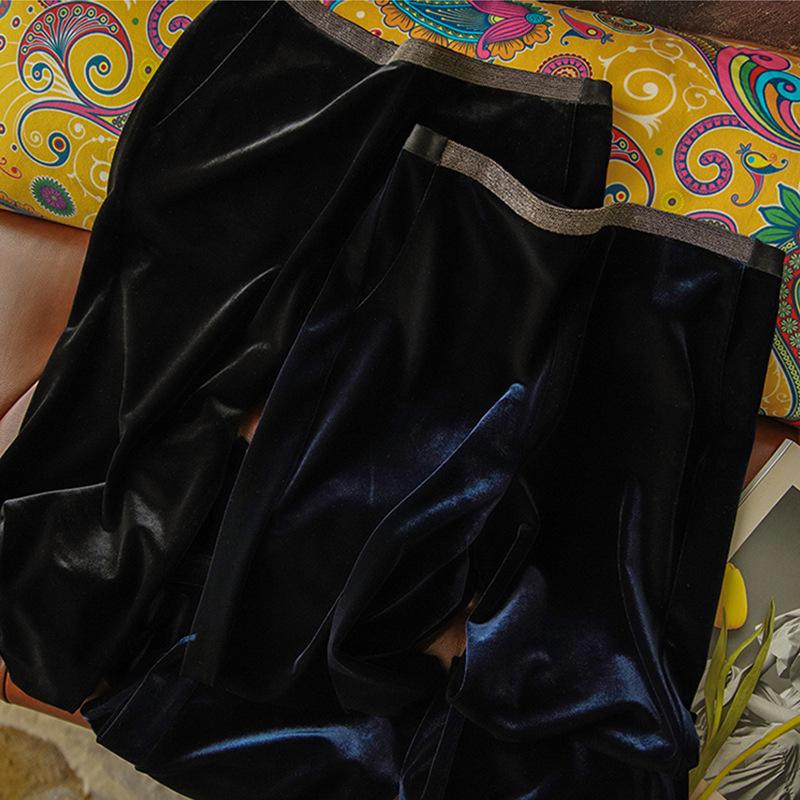 

High-Waisted Velvet Flared Pants for Women - Autumn/Winter Collection S