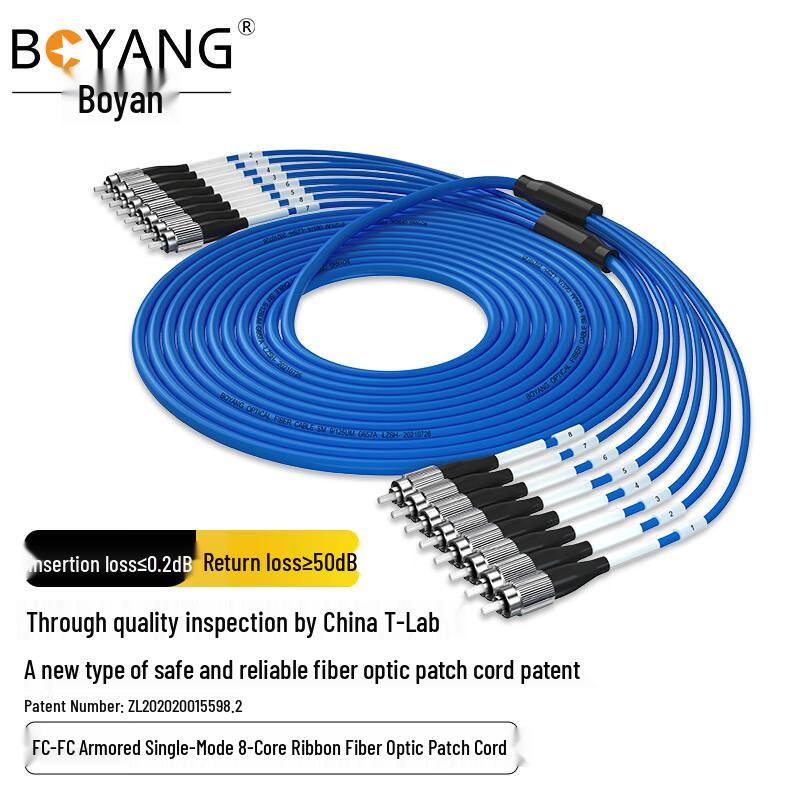 Boyang Telecom-Grade Armored 8-Core Single Mode Fiber Optic Patch Cable