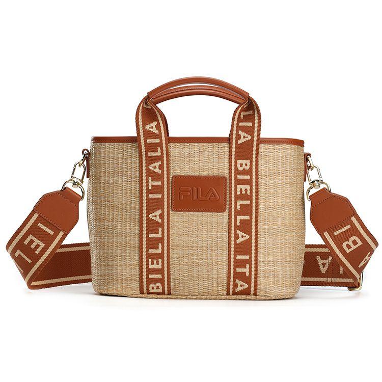 Fila Letter Print Fabric Bamboo Basket Tote Bag Women bags Brown F13W228197F-BN Brown 9860₽