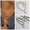 Creative CCB Beads Chain Trendy Collarbone Chain Simplicity Cross Pendant Choker  Women