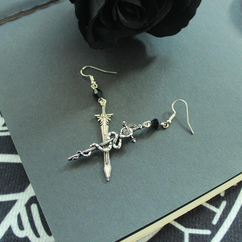 Gothic Sword Earrings Goth Earrings Gift for Women Asymmetrical Sword Dangle Earrings Christmas Halloween Party Ornament