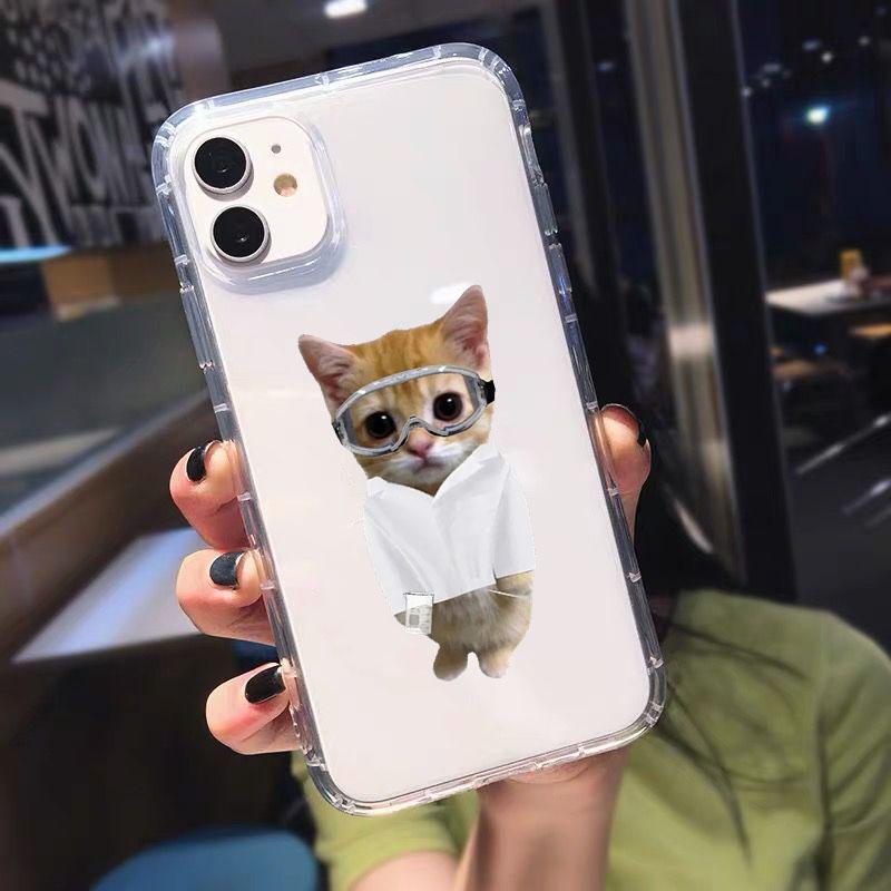 Funny Cat Clear Phone Case for IPhone 13 14 Pro 11 12 15 Pro Max XR XS X 7 8 Plus SE3 Soft Shockproof Cover