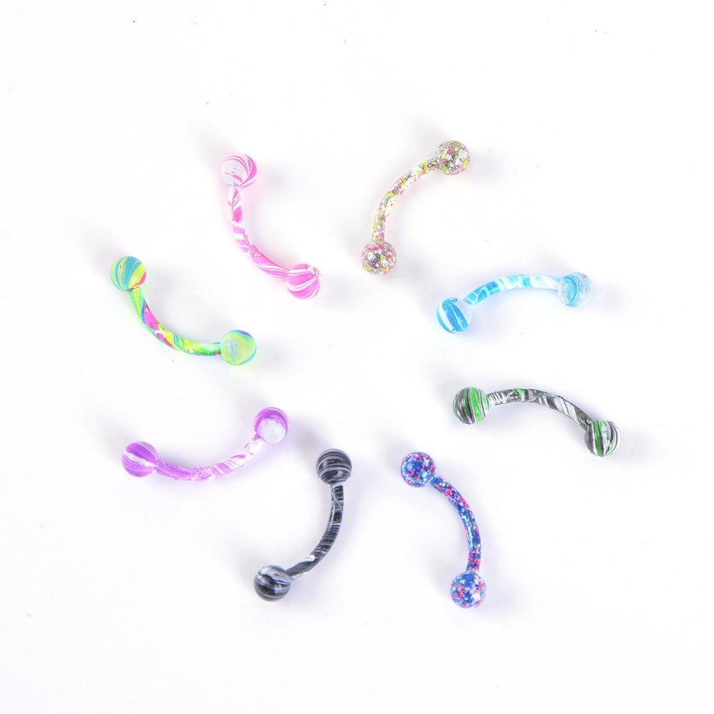 Introducing the Trendy, 8-color Spray-painted Stainless Steel Eyebrow Studs with Round Ball Design for Stylish Body Piercing.