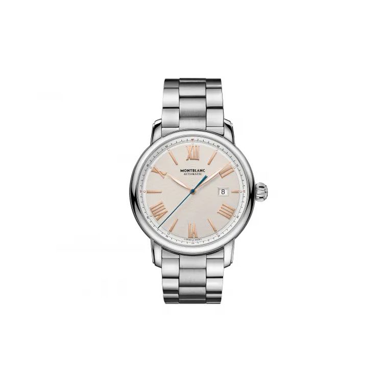 Montblanc Automatic Mechanical Movement 50M Water Resistant Watch 43Mm Beige Dial Stainless Steel Case Stainless Steel Bracelet Men watches U0126106