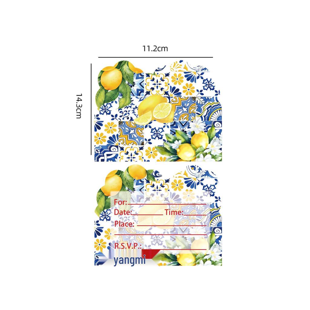 Retro Blue and White Porcelain Lemon-Themed Summer Party Tableware Set - Banner, Paper Plates, and Bunting Decorations