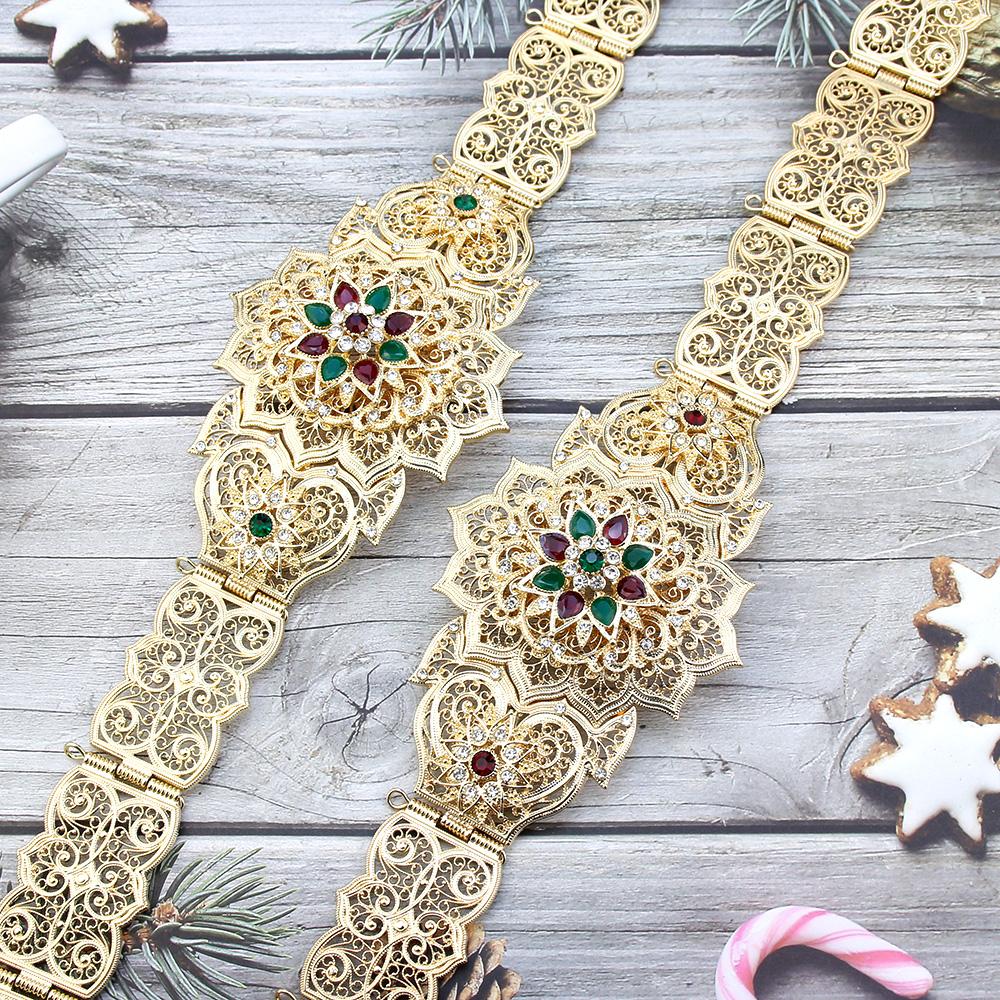 Cadena de cintura de boda de color dorado con cinturón de mujer de metal con longitud ajustable