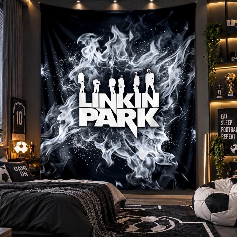 Κρεμαστή ταπετσαρία τοίχου με εκτύπωση Linkin Park, ύφασμα για σαλόνι, υπνοδωμάτιο, διακόσμηση σπιτιού