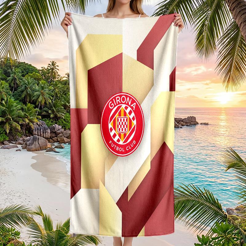 Girona FC Druck Schnelltrocknendes Strandtuch Mikrofaser Saugfähig Tragbares Reise-Handtuch zum Schwimmen