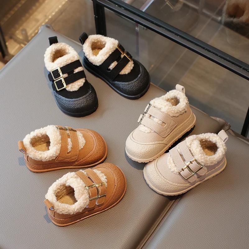 Children Plush Warm Shoes Girl Winter Fashion Korean Style Soft Thick Sole Anti-slippery Versatile Chic Casual Shoe