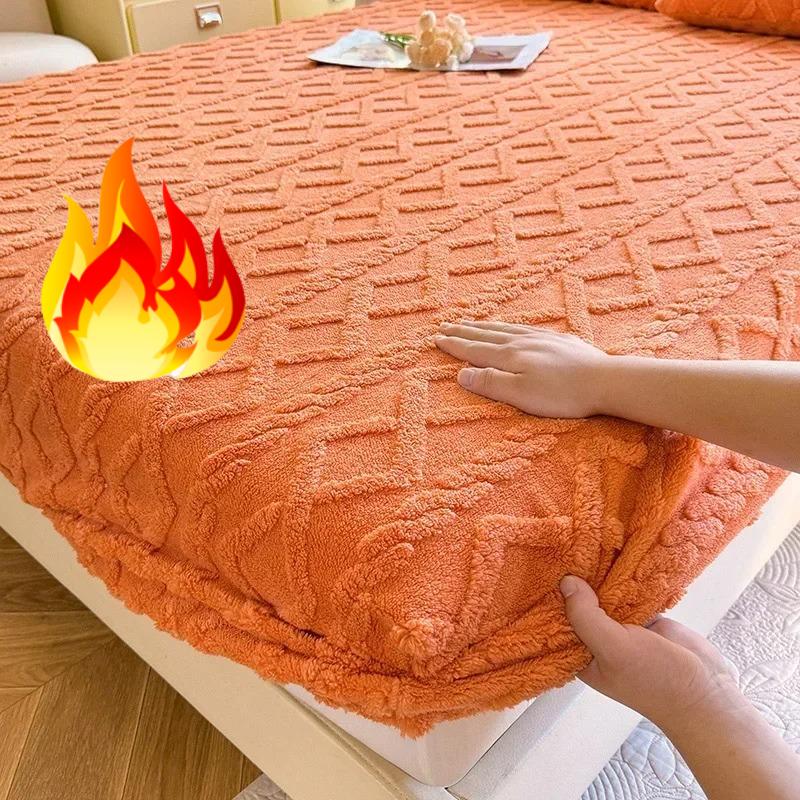 1 Pc Flannel Fleece Bed Sheet for Winter Warm Sofa Bed Matrimonial Coral Fleece Fluffy Fitted Sheets for Double Beds Sheets
