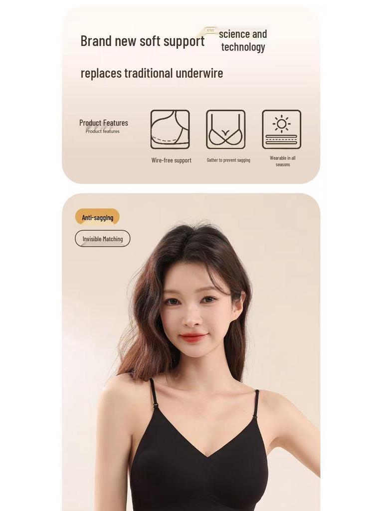 Seamless Wireless Jelly Bra with Breathable Thin Straps for Women's Back Support