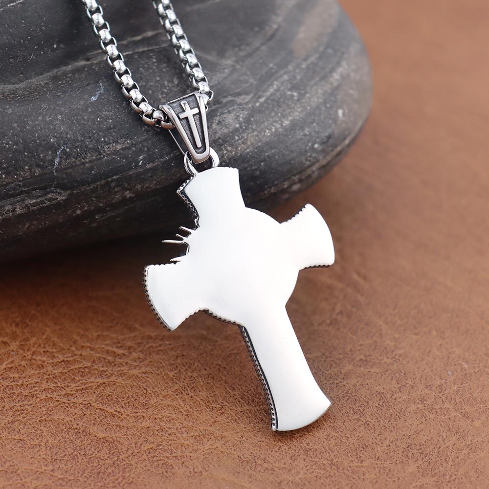 Classic Jesus Cross Pendant Chain Stainless Steel INRI Jesus Religon Necklace Trendy Popular Male Jewelry Accessories