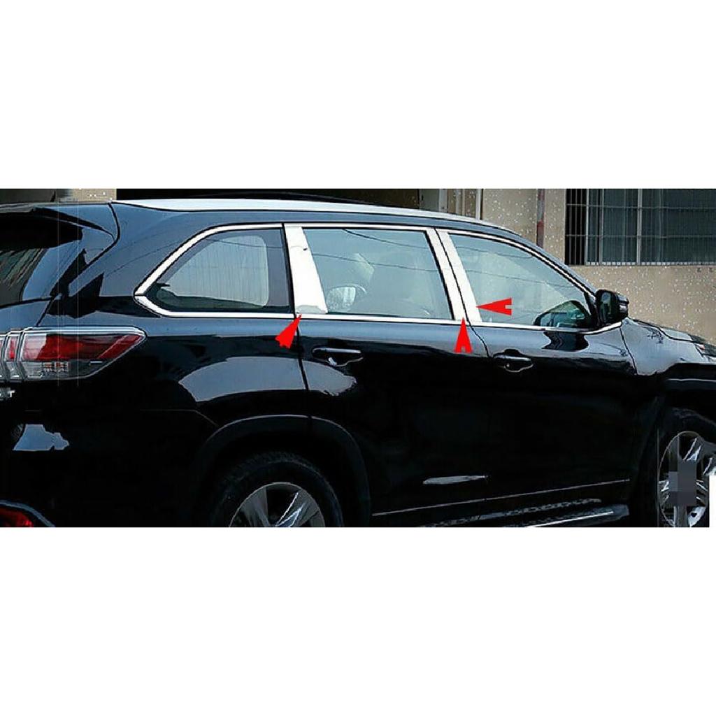 Car Accessories Fit for Toyota Highlander Stainless Steel 2014 2015 2016 2017 2018 2019 Pillar Post Trim 6PCS