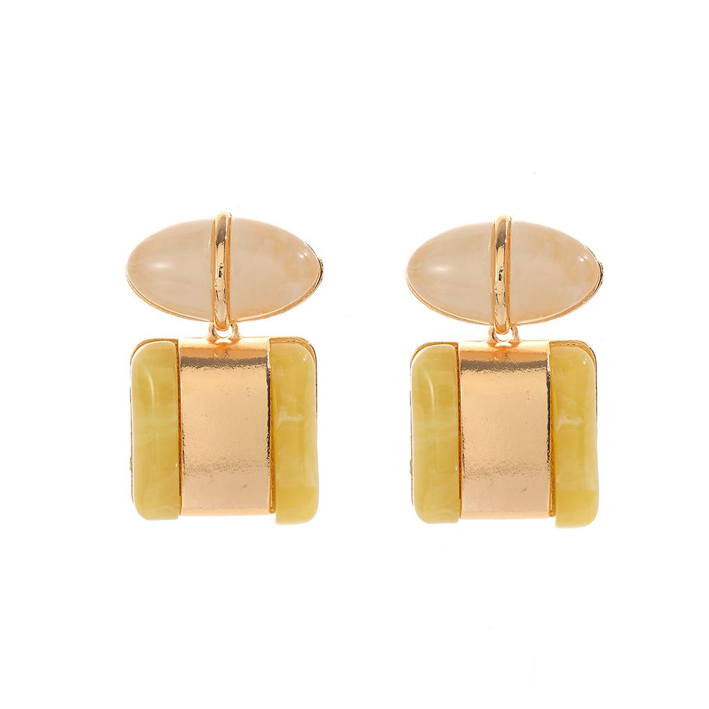 Ladies' Dopamine Fashion Contrasting Geometric Resin Earrings, Niche Geometric Earrings