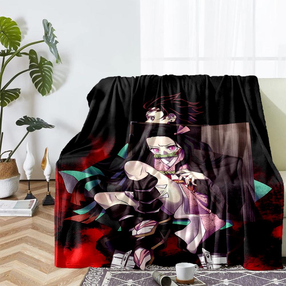 Demon Slayer Theme Printed Blanket - Perfect for Couch, Bed, Travel & Outdoor Use | Machine Washable, Cozy & Durable.