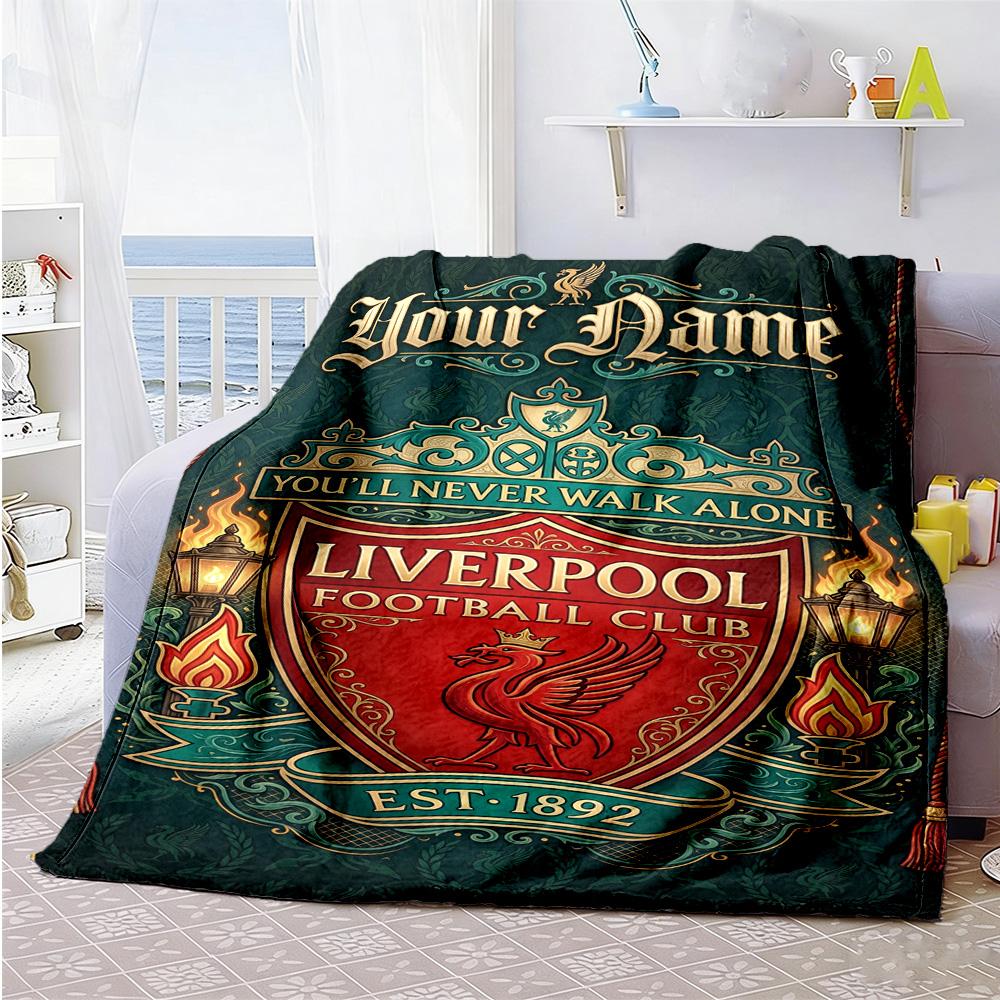 Liverpool Fc Customize Your Name Blanket Lightweight Customizable Blanket Soft Cozy For Office Home Decor Bed Couch Allseason Use