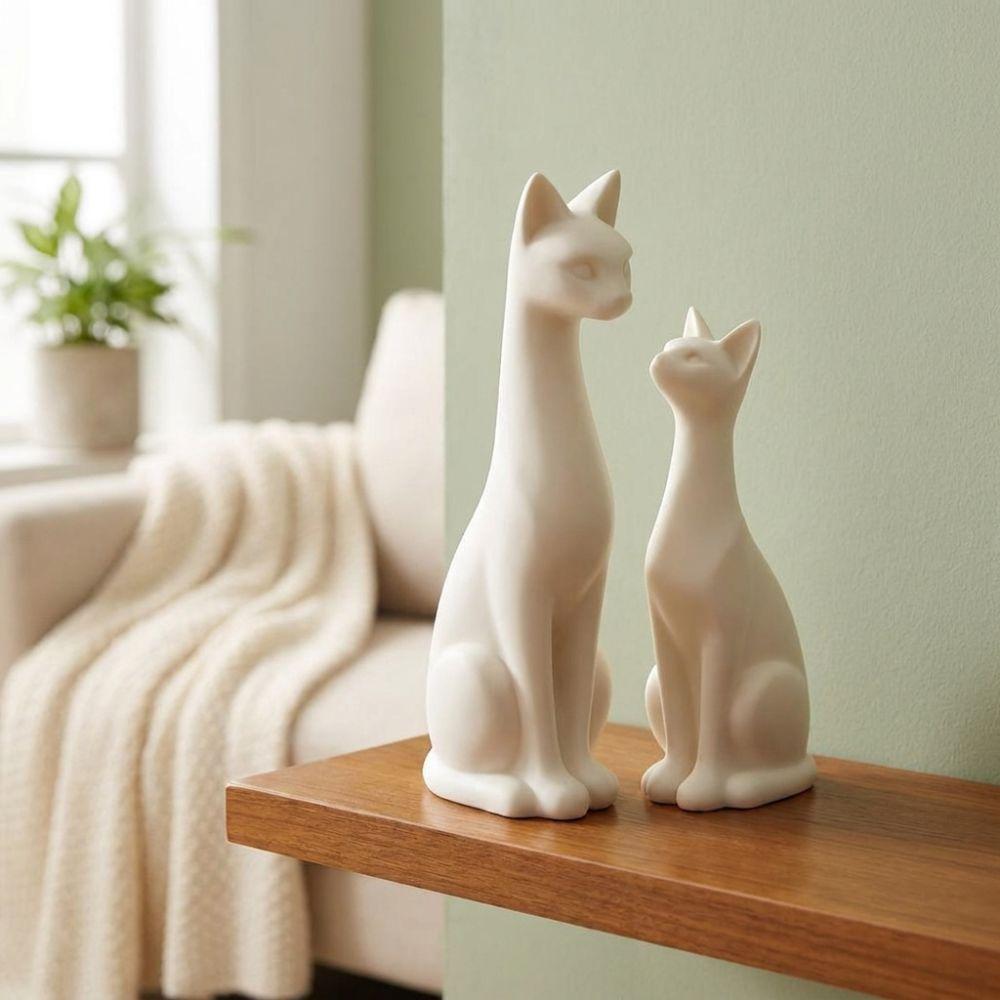 1 Pair Aesthetic Minimalist Cat Statue Minimalist Cat Table Sculpture Living Room