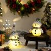 Pack of 2 Christmas Snowman Ornament with Knitted Hat and Scarve Decorative LED Lights Holiday Decoration Accessories