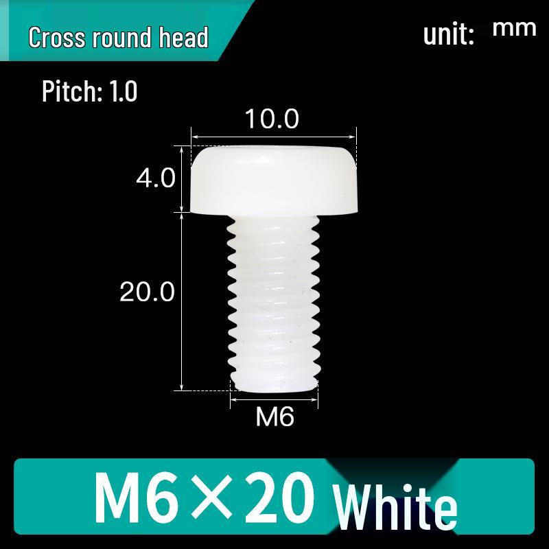 Vite in Nylon PA66 a Testa Tonda - M2, M3, M4, M5, M6, M8 Bullone di Fissaggio in Plastica