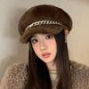 Imitation Mink Hair Chain Beret Autumn and Winter New Casual Windproof Octagonal Hat Fleece Thickened Thermal Hat