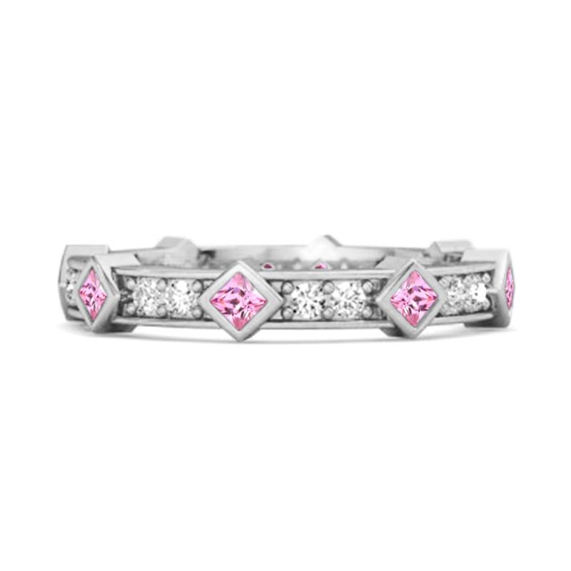 Rosa Zirkonia Eternity Ring Damen Ehering - 925 Sterlingsilber