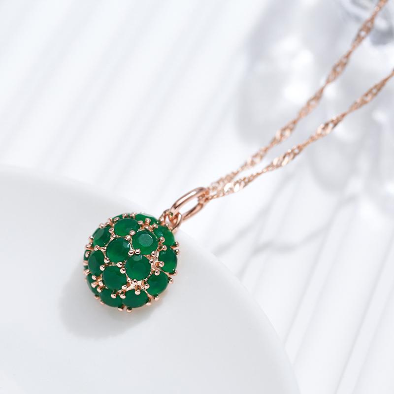 Unusual Full Sparkling Green Natural Zircon Pendant Necklace For Women Luxury  Rose Gold Color Party Daily Fine Jewelry