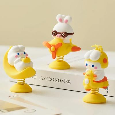 Lovely Animal Bunny Car Decoration Sculpture Aesthetic  Items Cute Room Decor Desk Accessories Computer Decor Christmas Gift