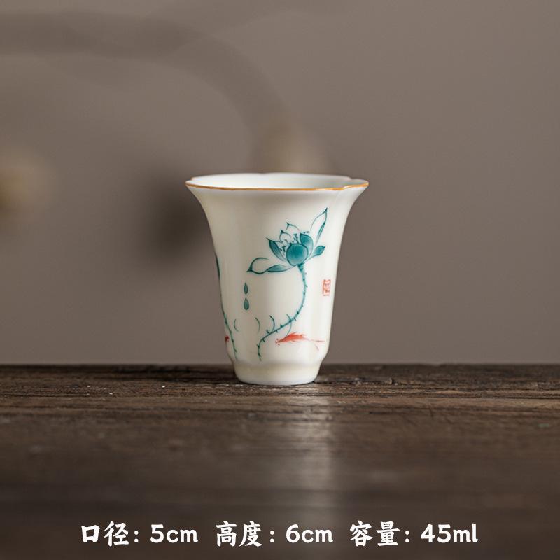 Honey Yellow Underglaze Hand Painted Aroma Cup Ceramic Sniffer Cup for Gongfu Tea Tasting Floral Design Chinese Style 45ml