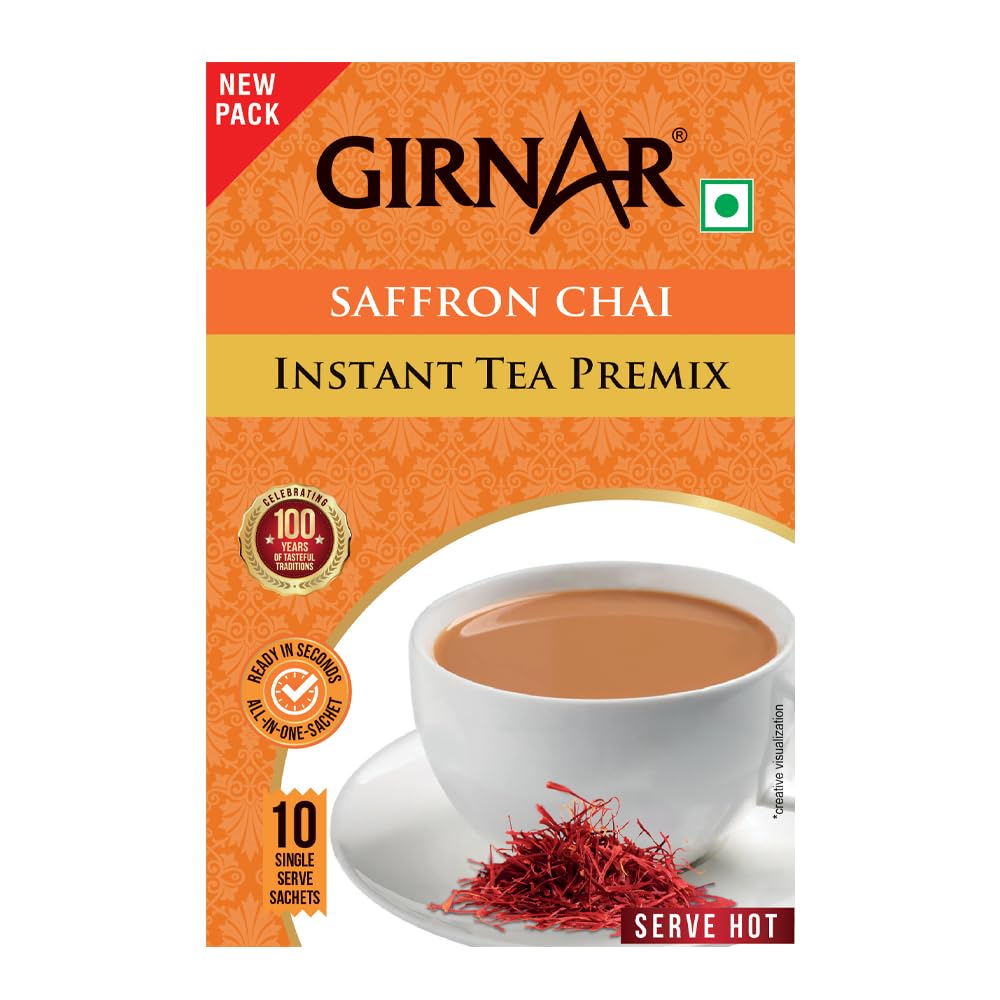 Girnar Instant-Vormischung Safran Chai 10 Beutel Assam-Tee Koffeinfrei Vegetarisch 140g