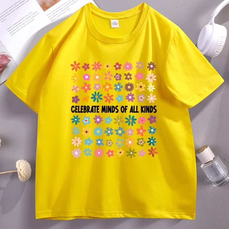 Celebrate Minds of All Kinds T Shirt Unisex Unisex Autismus Bewusstsein TShirt Comfortable Round Neck Printed Tshirt Clothing