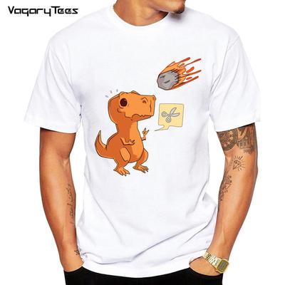 Männer Hip Hop Dinosaurier T-Shirt Lustige Angst T-Shirt Streetwear Skateboard Sommer Meteorit Schere Harajuku Print Tops T